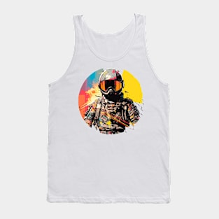 Man With Helmet Video Game Character Futuristic Warrior Portrait  Abstract Tank Top